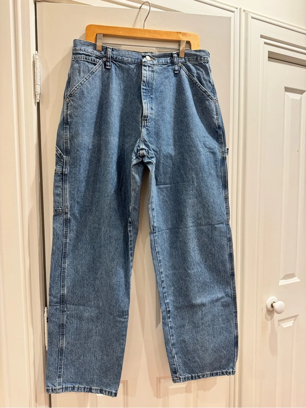 Wrangler Men's Blue Denim Carpenter Jeans Sz. 34 x 32 Workwear Baggy Loose Fit
